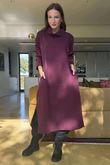 Scuba Stretch Funnel Neck Cocoon Dress Dark Cherry /6=
